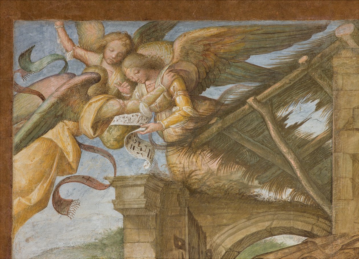 Centralskepp, fjärde nordspann, tillbedjan av herdarna, Boccaccio Boccaccino 1516-17, detalj av Boccaccio Boccaccino