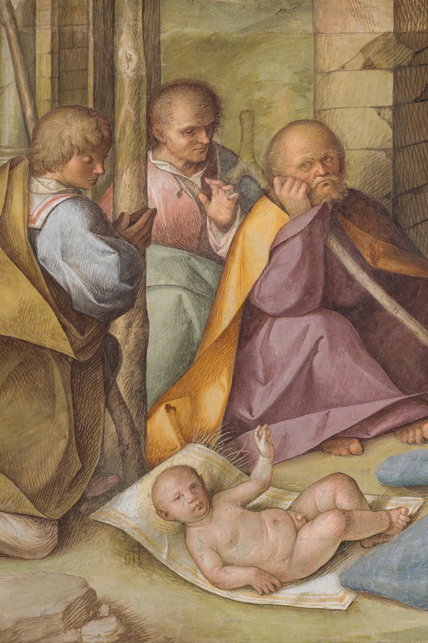 Centralskepp, fjärde nordspann, tillbedjan av herdarna, Boccaccio Boccaccino 1516-17, detalj av Boccaccio Boccaccino