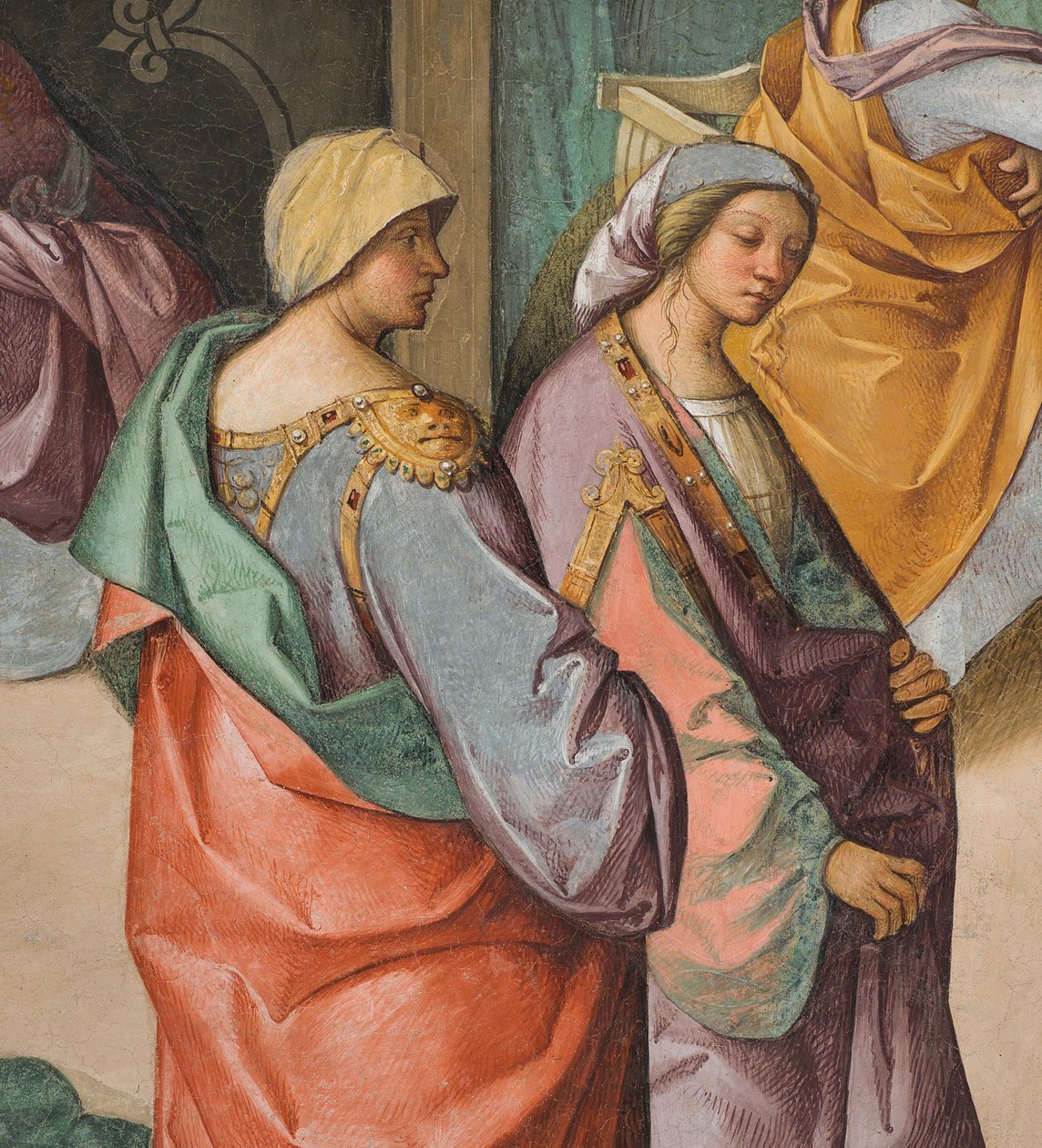 Centralskepp, andra nordspann, Jungfruns födelse, Boccaccio Boccaccino 1514-15, detalj av Boccaccio Boccaccino