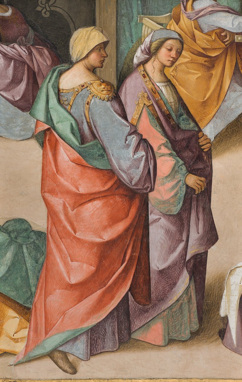 Centralskepp, andra nordspann, Jungfruns födelse, Boccaccio Boccaccino 1514-15, detalj av Boccaccio Boccaccino