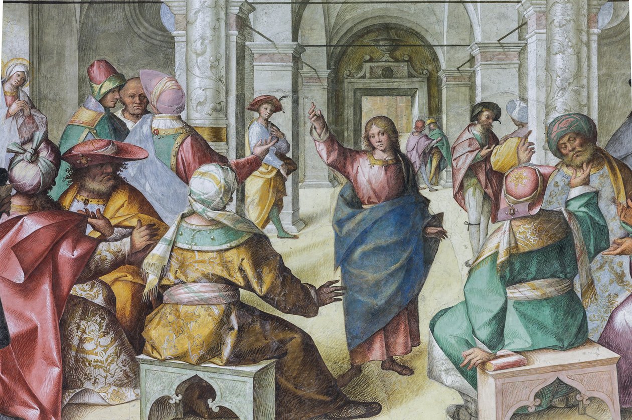 Jesus bland de skriftlärda av Boccaccio Boccaccino