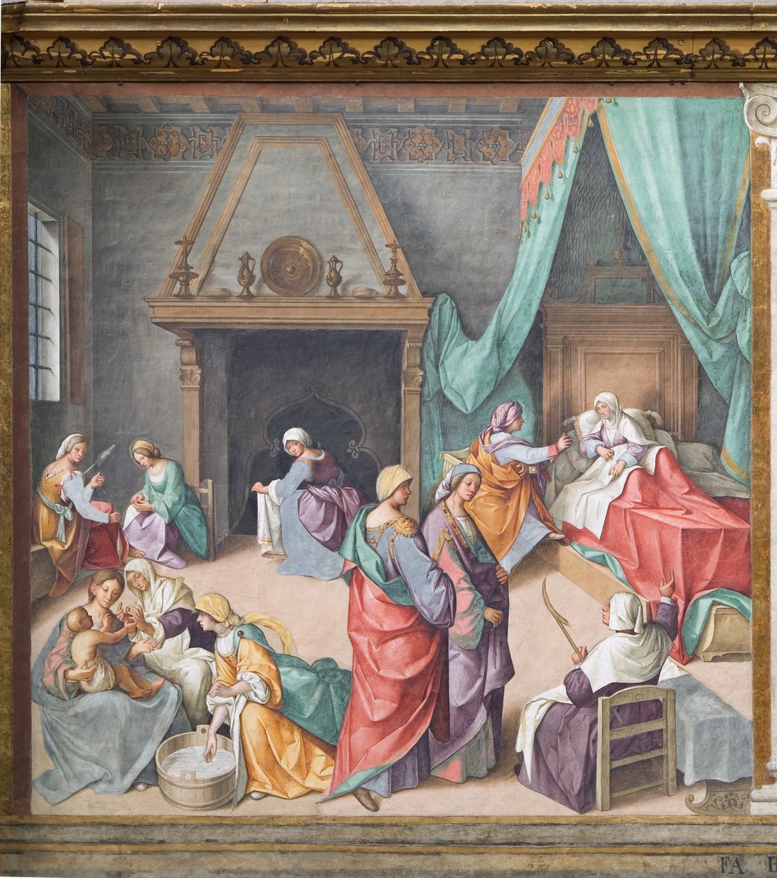 Marias födelse, fresk av Boccaccio Boccaccino