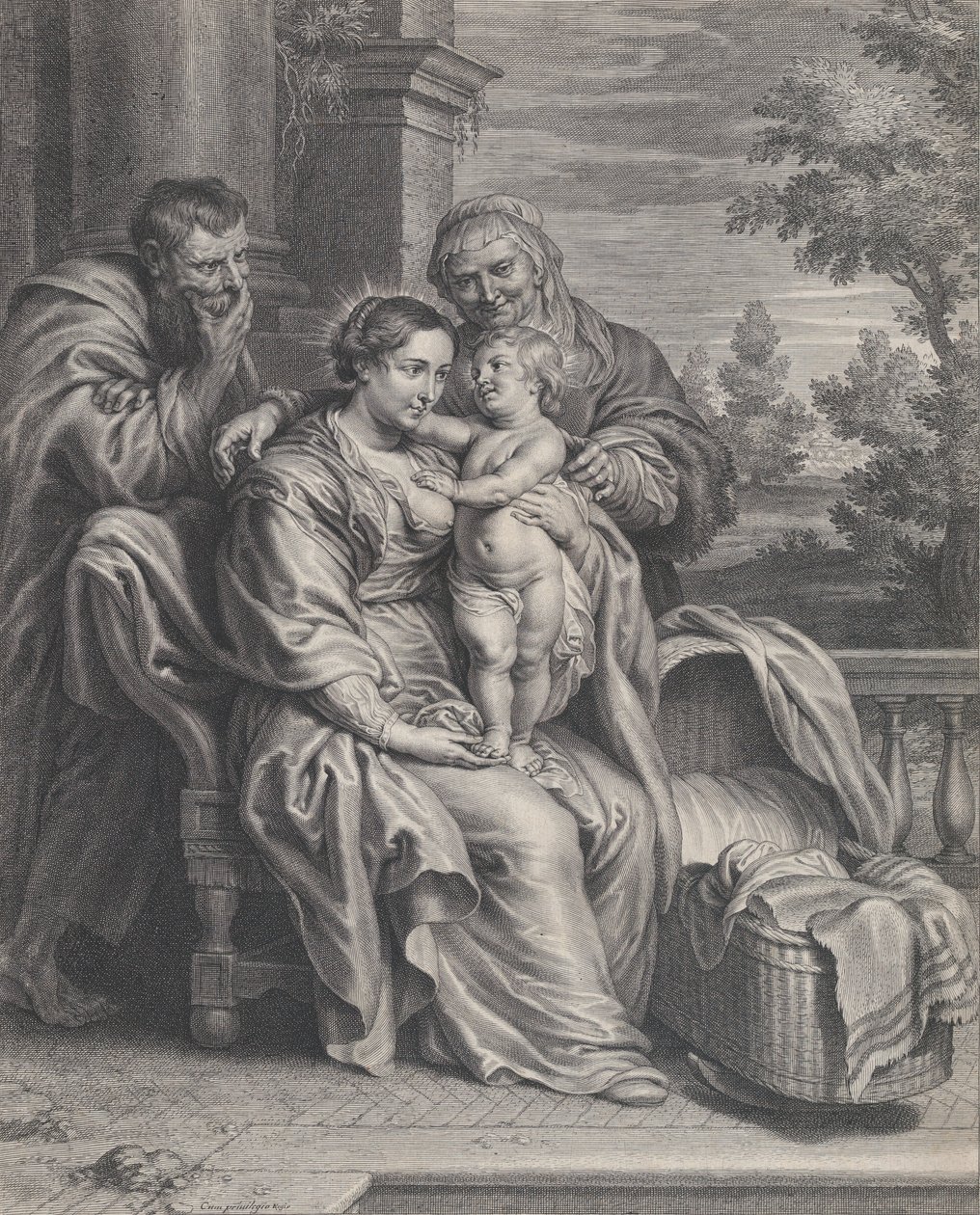 Den heliga familjen med Saint Anne, ca. 1625-35. av Boetius Adams Bolswert