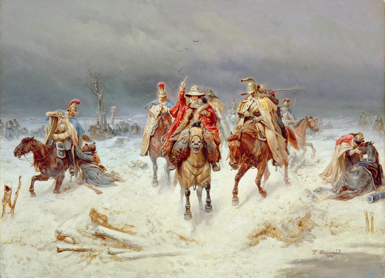 Franska styrkor korsade floden Berezina i november 1812, 1891 av Bogdan Willewalde