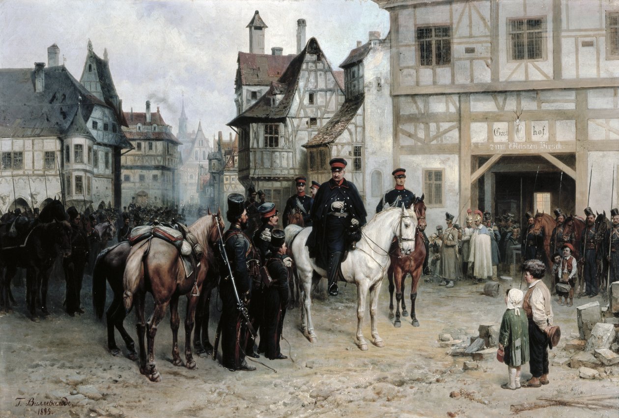 General Blucher (1742-1819) med kosackerna i Bautzen, 1885 av Bogdan Willewalde