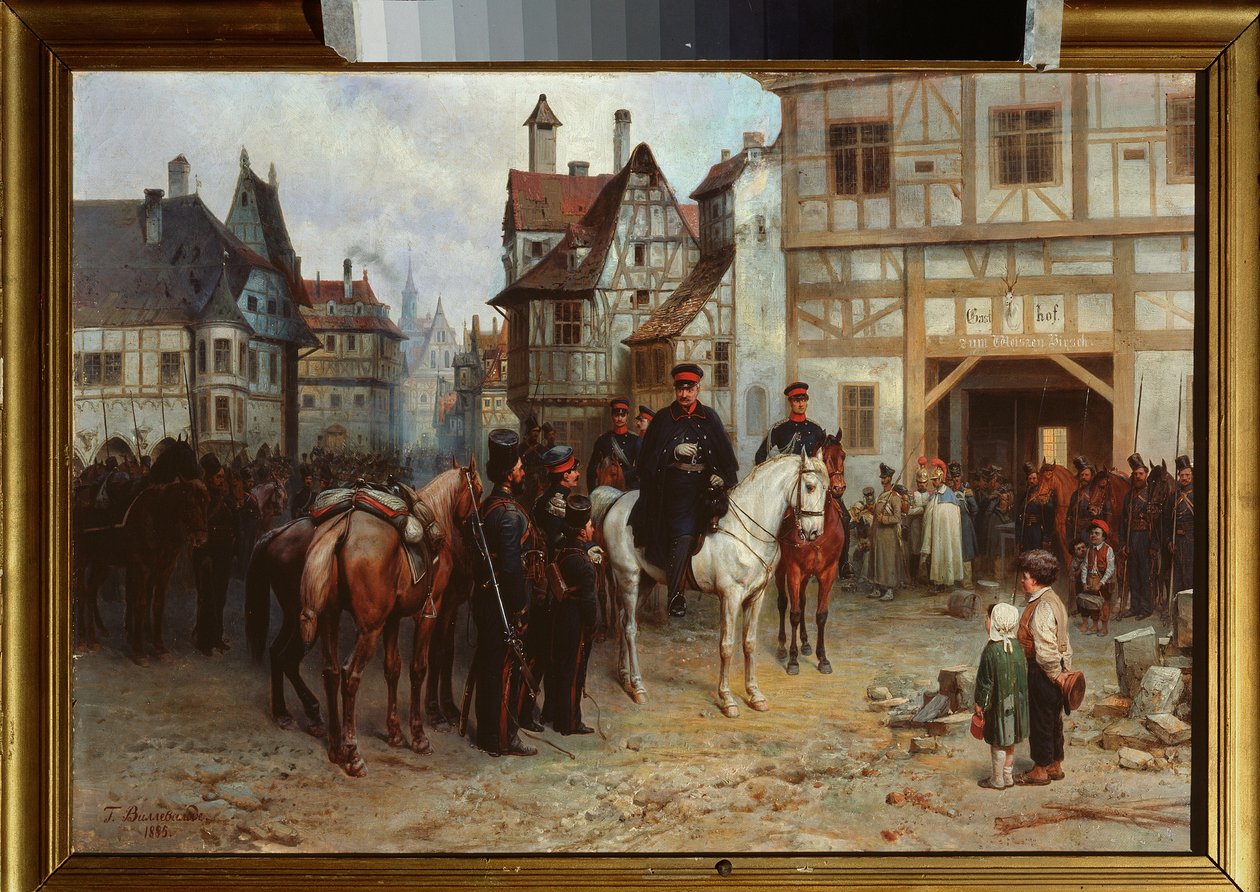General Gebhard Leberecht von Blucher (1742-1819) med kosackerna i Bautzen (Tyskland) av Bogdan Willewalde