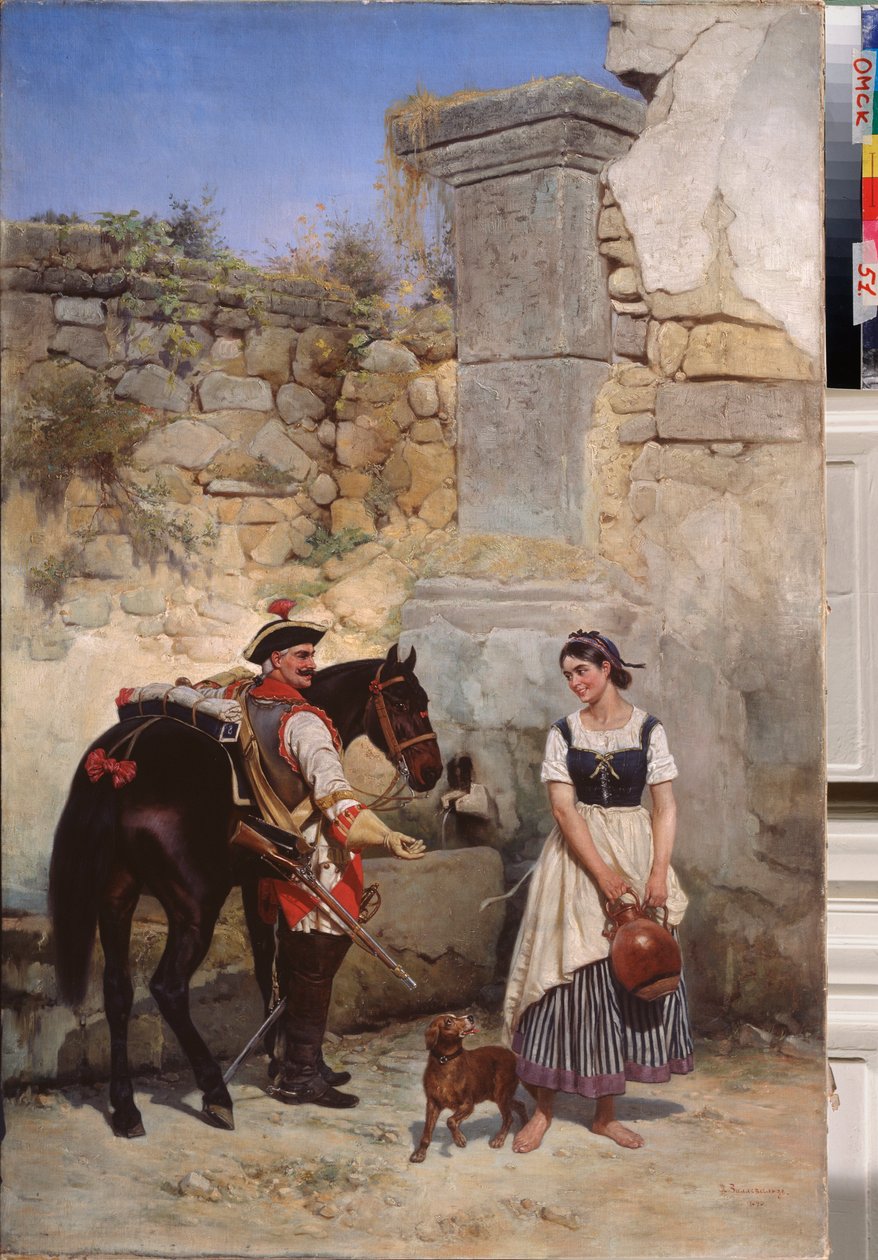 Scen vid brunnen - Målning av Gottfried (Bogdan Pavlovich) Willewalde (1818-1903), olja på duk av Bogdan Willewalde