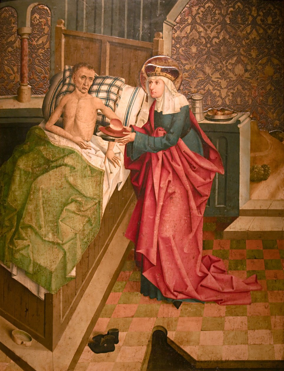 Saint Agnes of Bohemia tending the sick av Bohemian Master