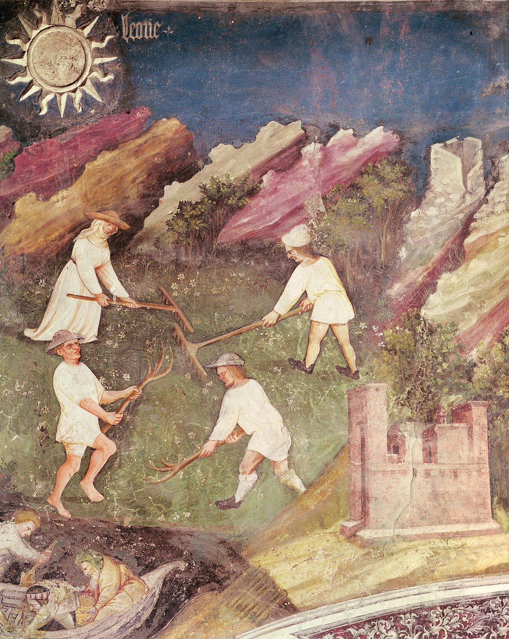 Juli månad, detalj av skörden, c.1400 av Bohemian School