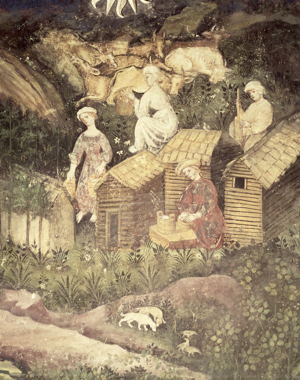 Juni månad, detalj av att samla honung, c.1400 av Bohemian School