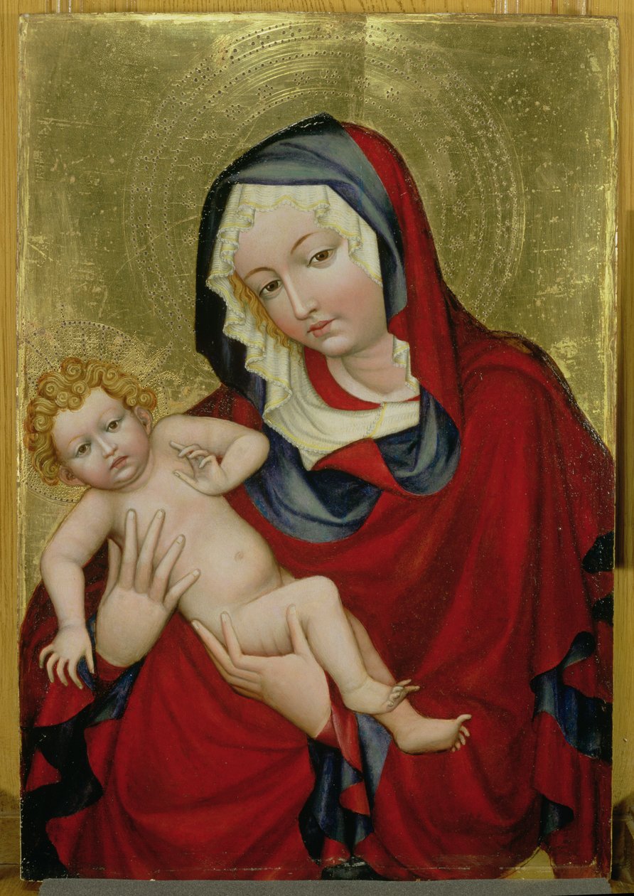 Jungfru och barn, ca 1400 (tempera och bladguld på panel) av Bohemian School