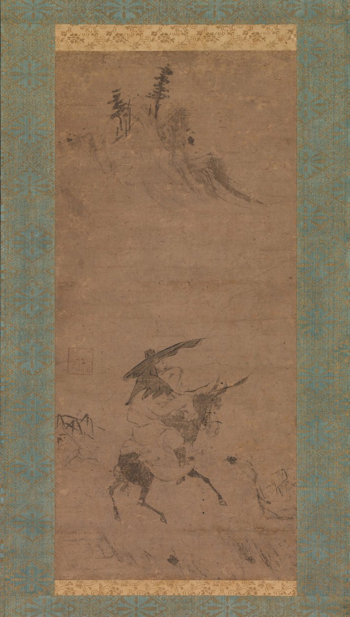 Su Shi Riding a Donkey, tidigt 1400-tal. av Bokudo Sojun