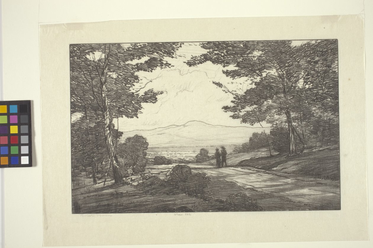 Distant Mountains (bläck på papper) av Bolton Coit Brown