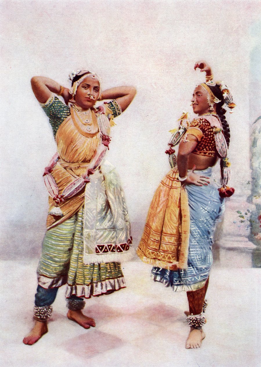 Baroda Nautch Girls, sent 1800-tal (albumintryck) av Bombay Vernon and Co.