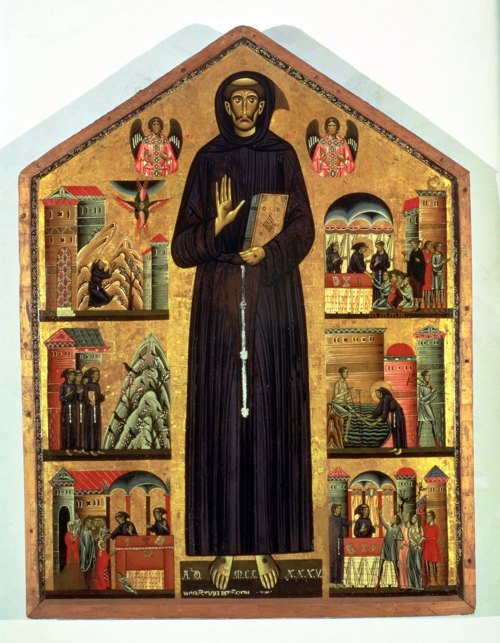 St. Franciskus av Assisi (ca 1182-1226) med scener från hans liv, 1235 (panel) av Bonaventura Berlinghieri