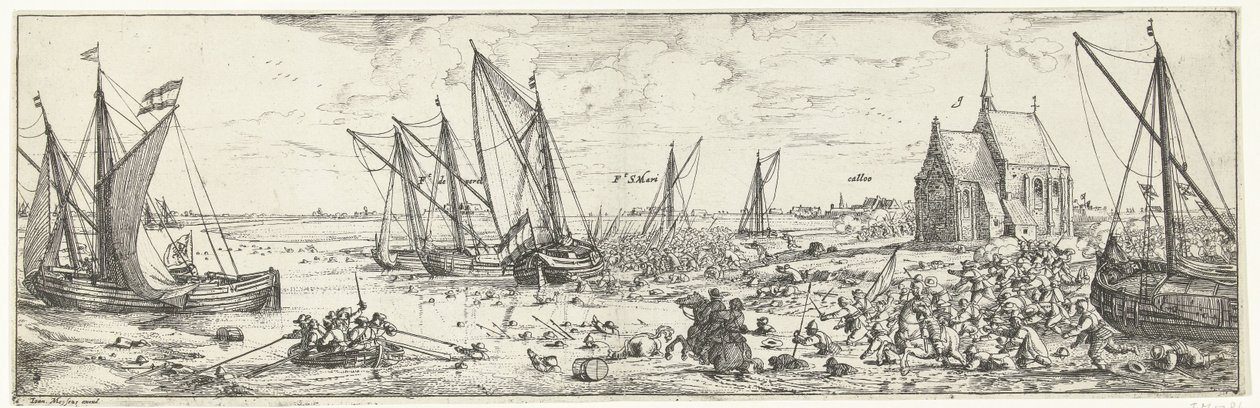 Misslyckad attack på Fort Kallo, 1638 av Bonaventura Peeters (I)