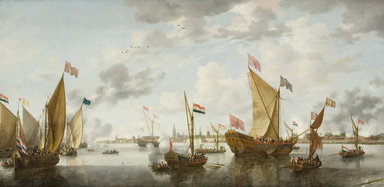 Frakt på Schelde utanför Antwerpen av Bonaventura Peeters