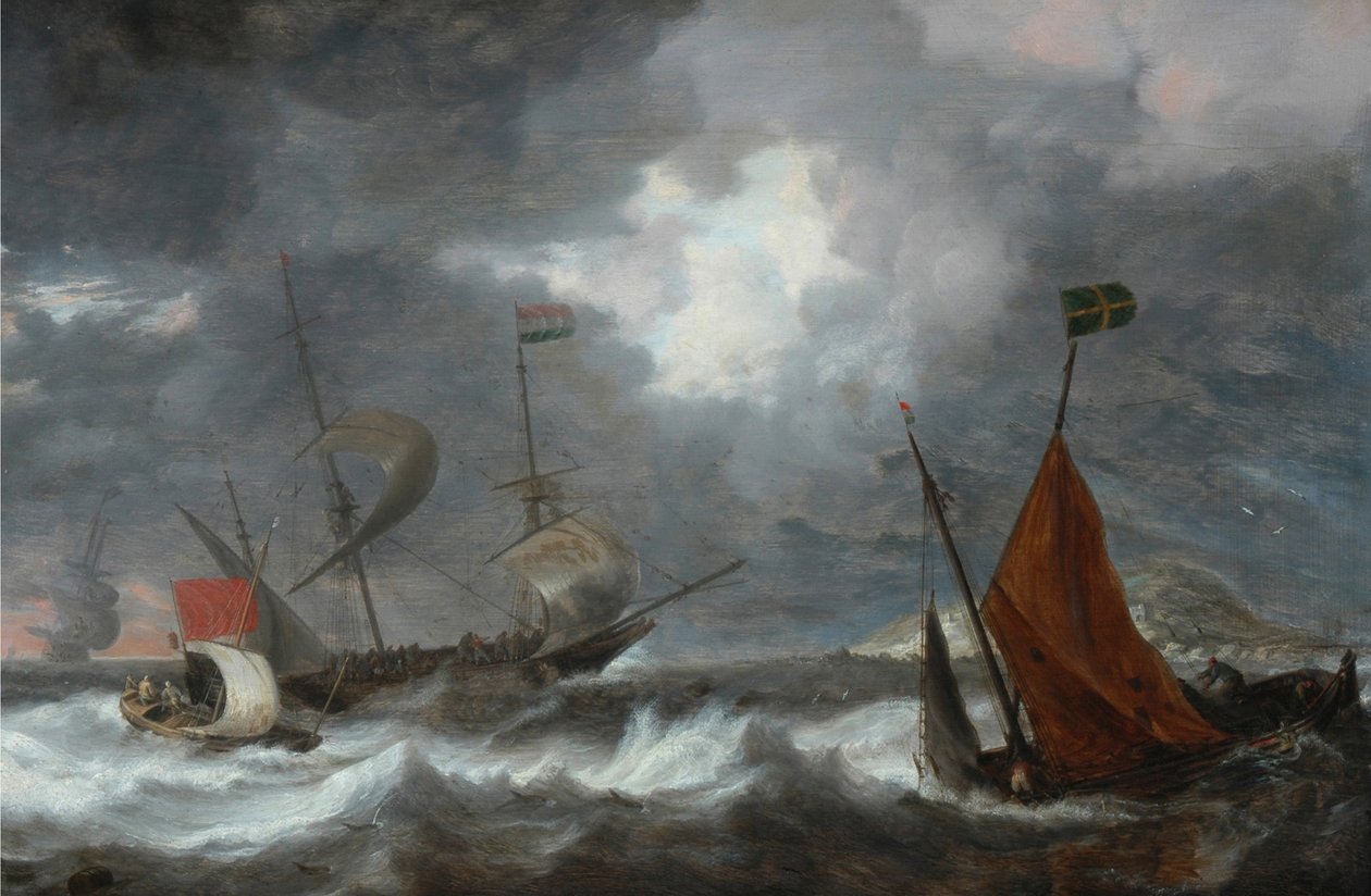 Sjöstorm med segelfartyg, ca. 1645 av Bonaventura Peeters the Elder