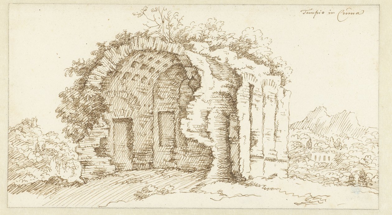 Ruin av ett tempel i Cumae av Bonaventura van Overbeek