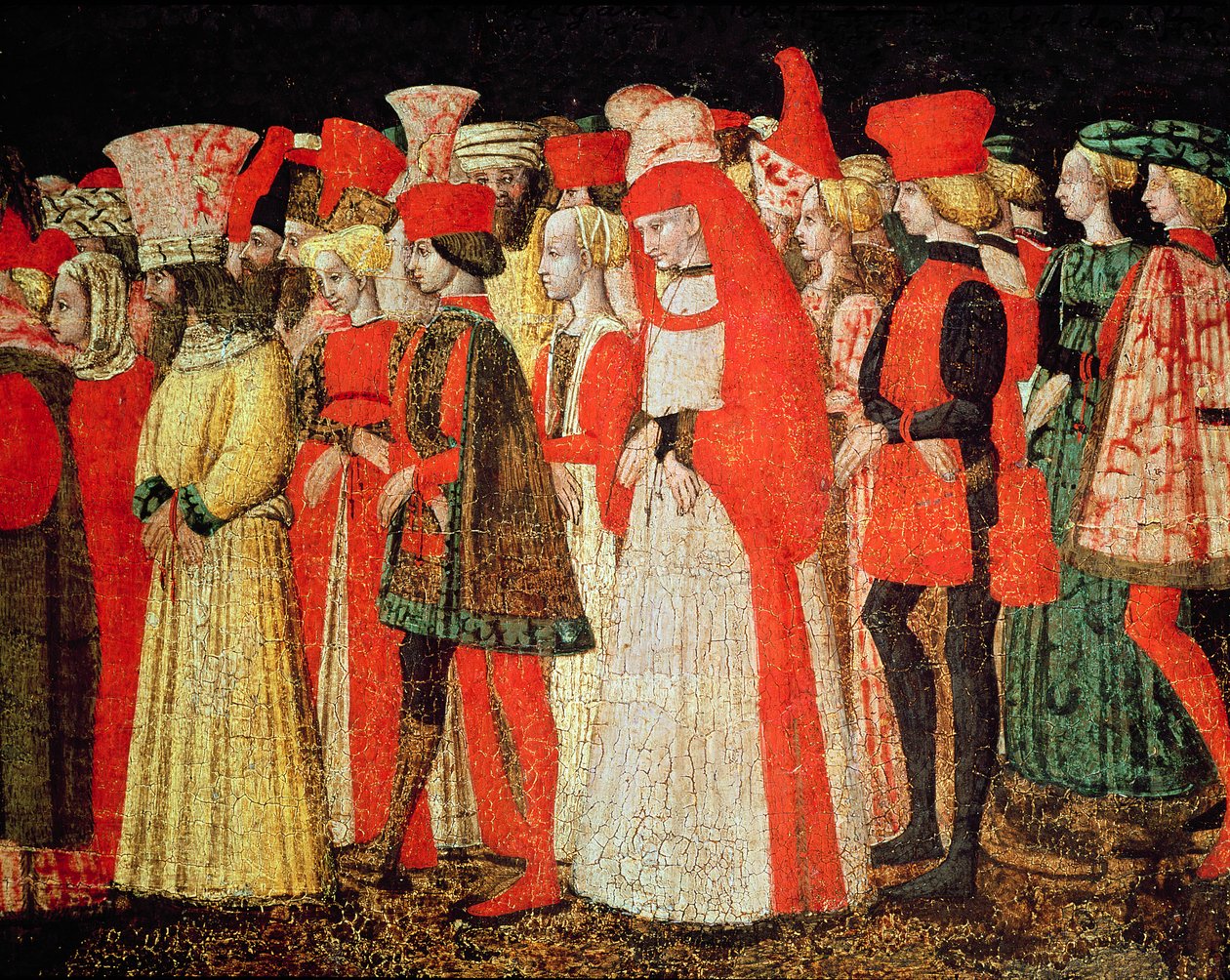Människor i familjen Sforzas domstol (detalj) av Bonifacio Bembo
