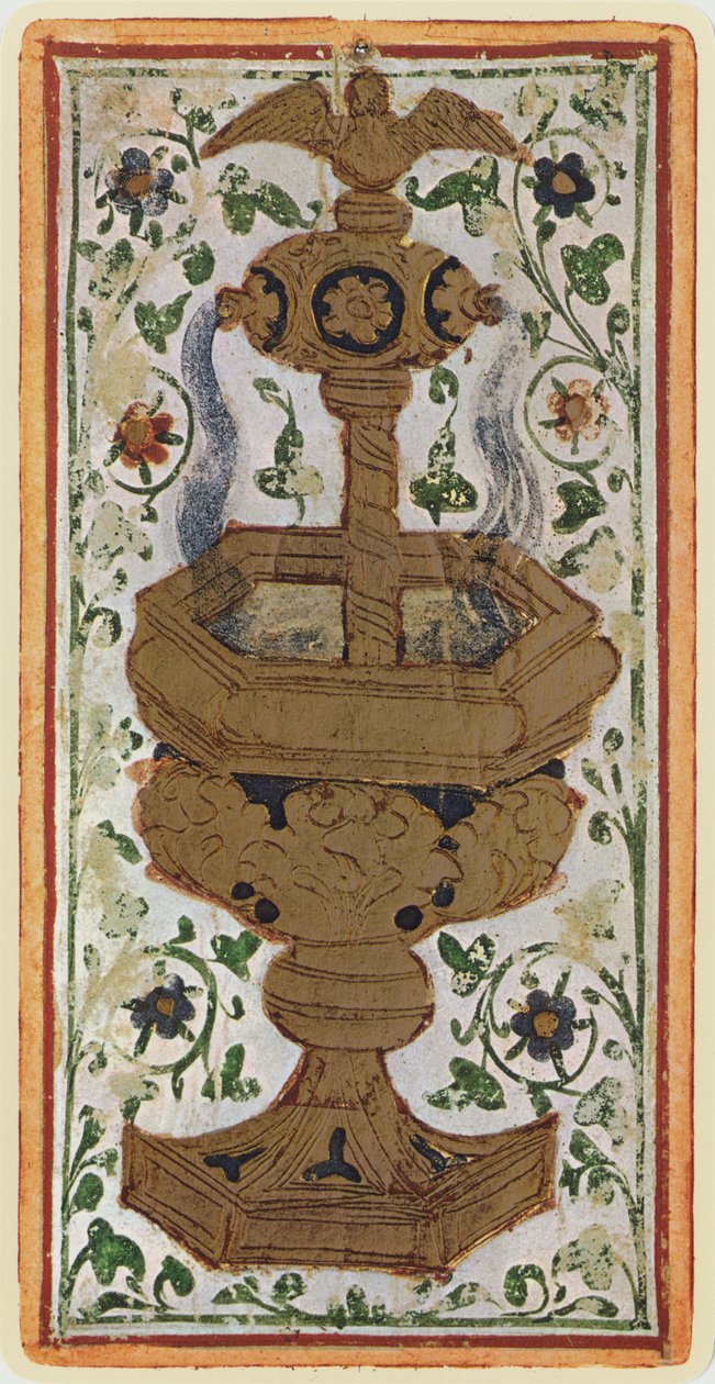Kopparnas ess, faksimil av ett tarotkort från "Visconti"-kortleken, 1441-47 av Bonifacio Bembo