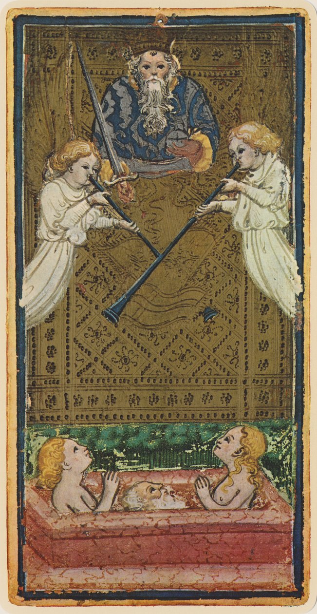Ängeln, fascimile av ett tarotkort från Visconti-däcket, 1441-47 av Bonifacio Bembo