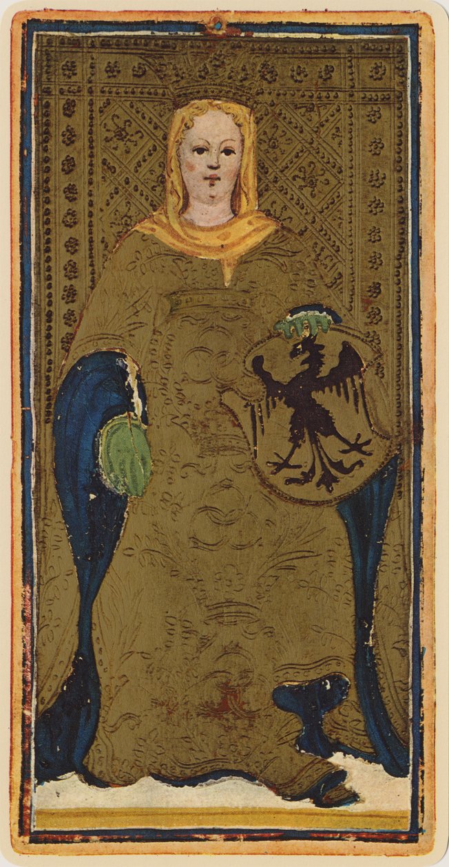 Kejsarinnan, fascimile av ett tarotkort från Visconti-däcket, 1441-47 av Bonifacio Bembo