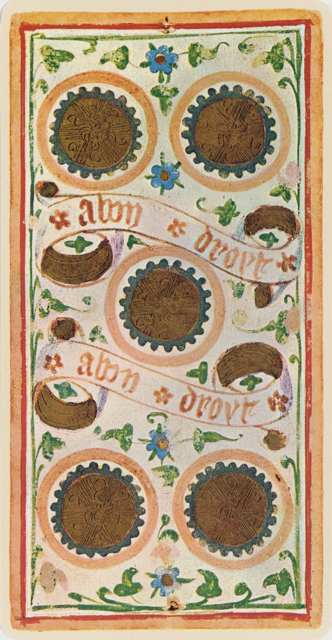 Myntfemman, faksimil av ett tarotkort från "Visconti"-kortleken, 1441-47 av Bonifacio Bembo