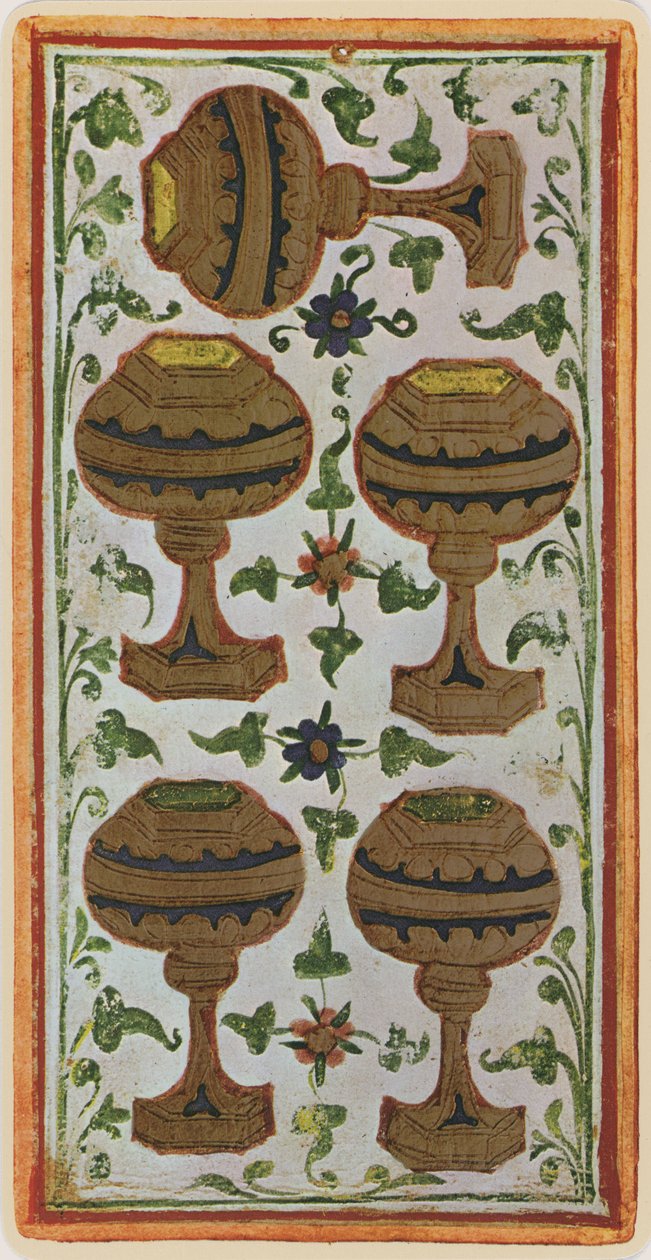 The Five of Cups, faksimil av ett tarotkort från 