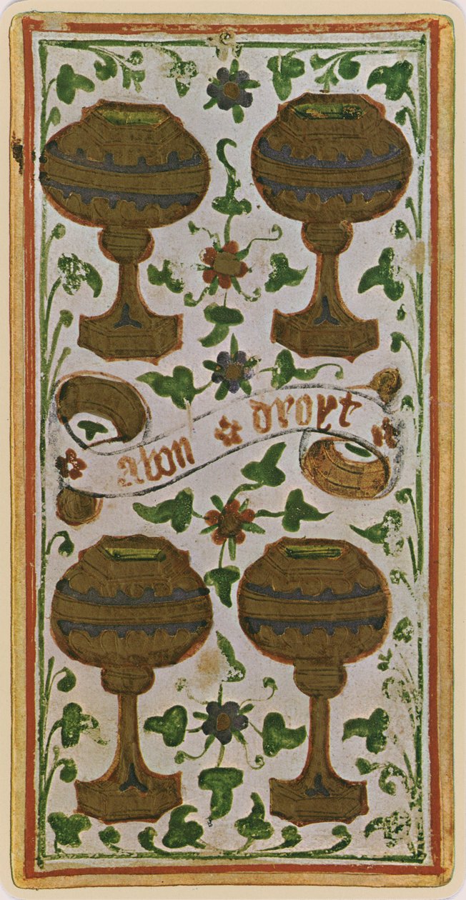 The Four of Cups, faksimil av ett tarotkort från 