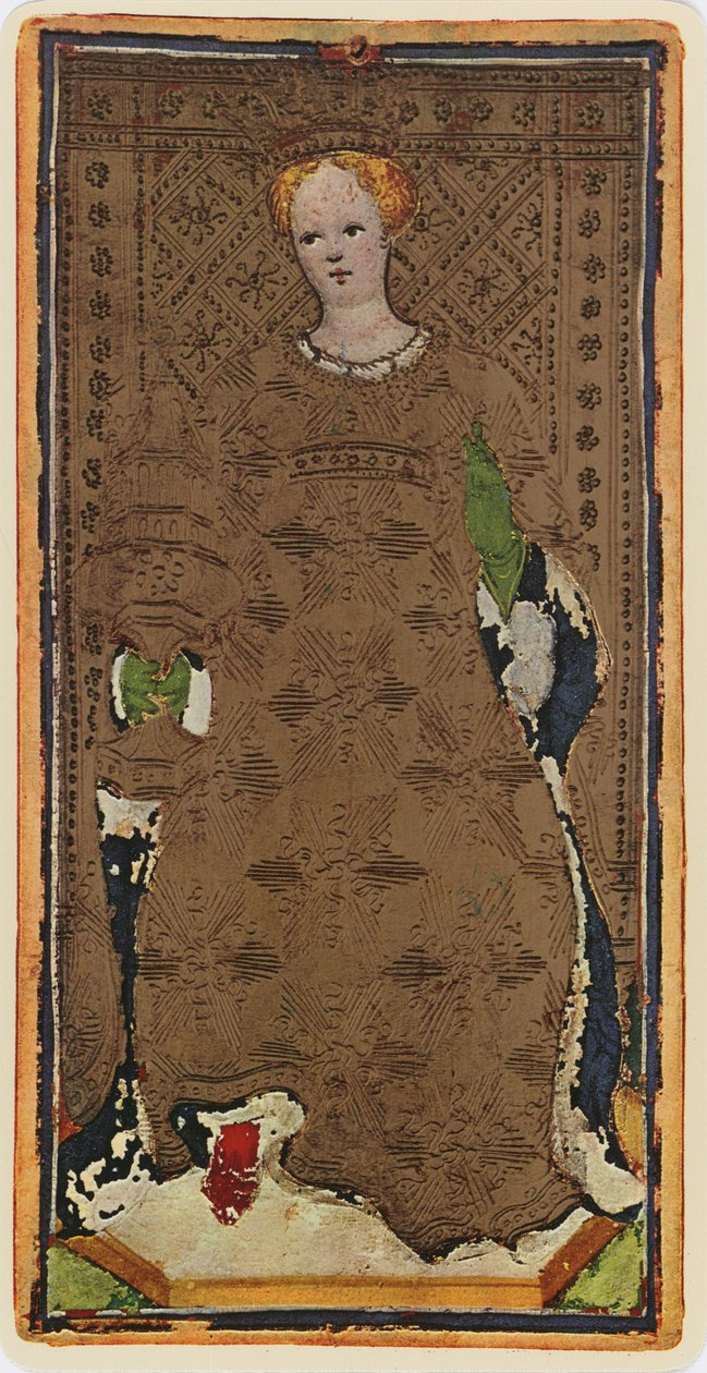 The Queen of Cups, faksimil av ett tarotkort från 