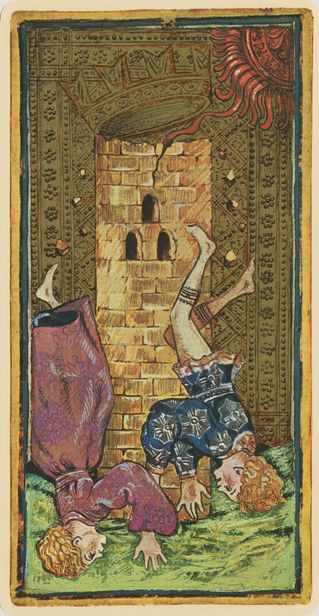 Tornet, fascimile av ett tarotkort från Visconti-däcket, 1441-47 av Bonifacio Bembo