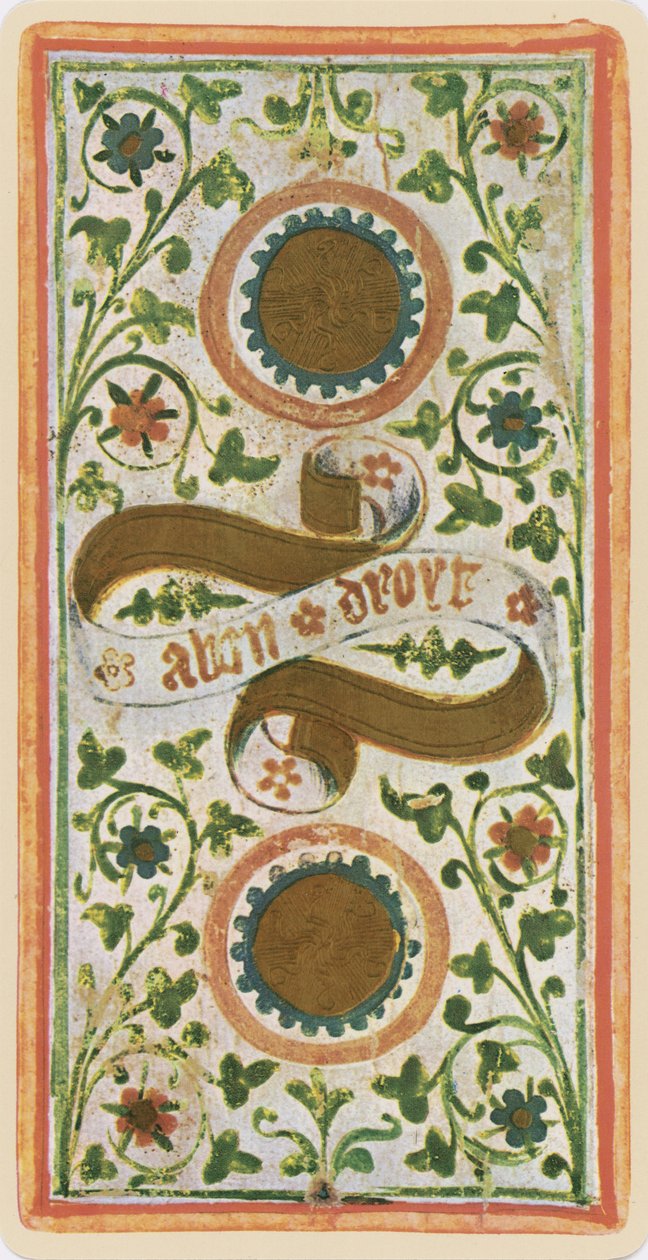 The Two of Coins, faksimil av ett tarotkort från 