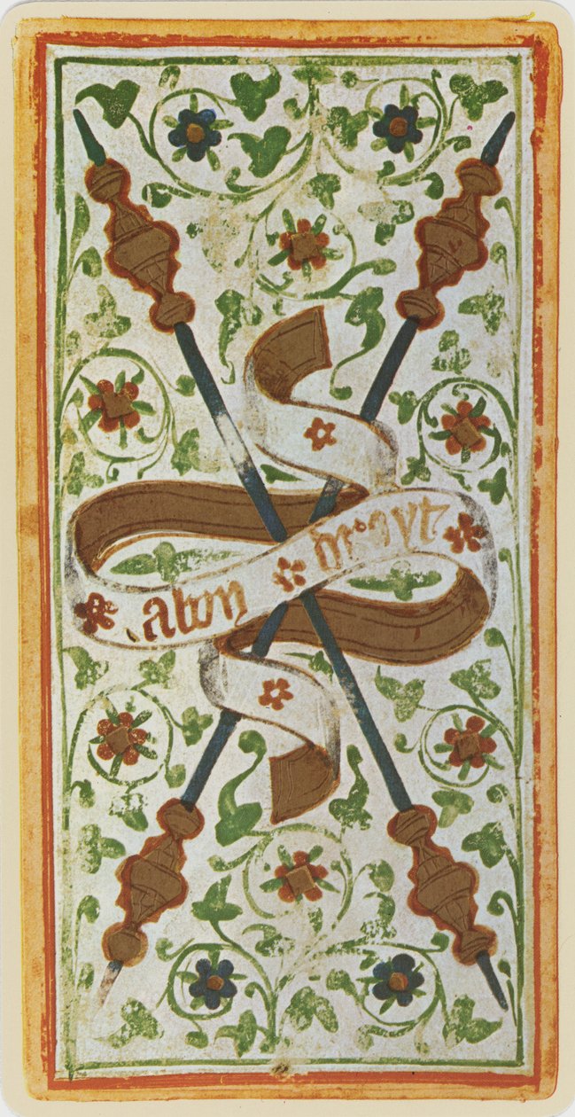The Two of Wands, faksimil av ett tarotkort från 