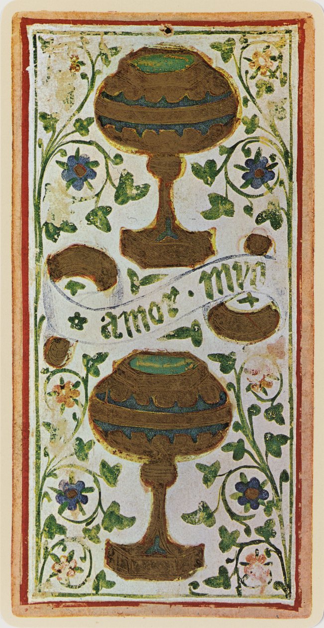 The Two of Cups, faksimil av ett tarotkort från 