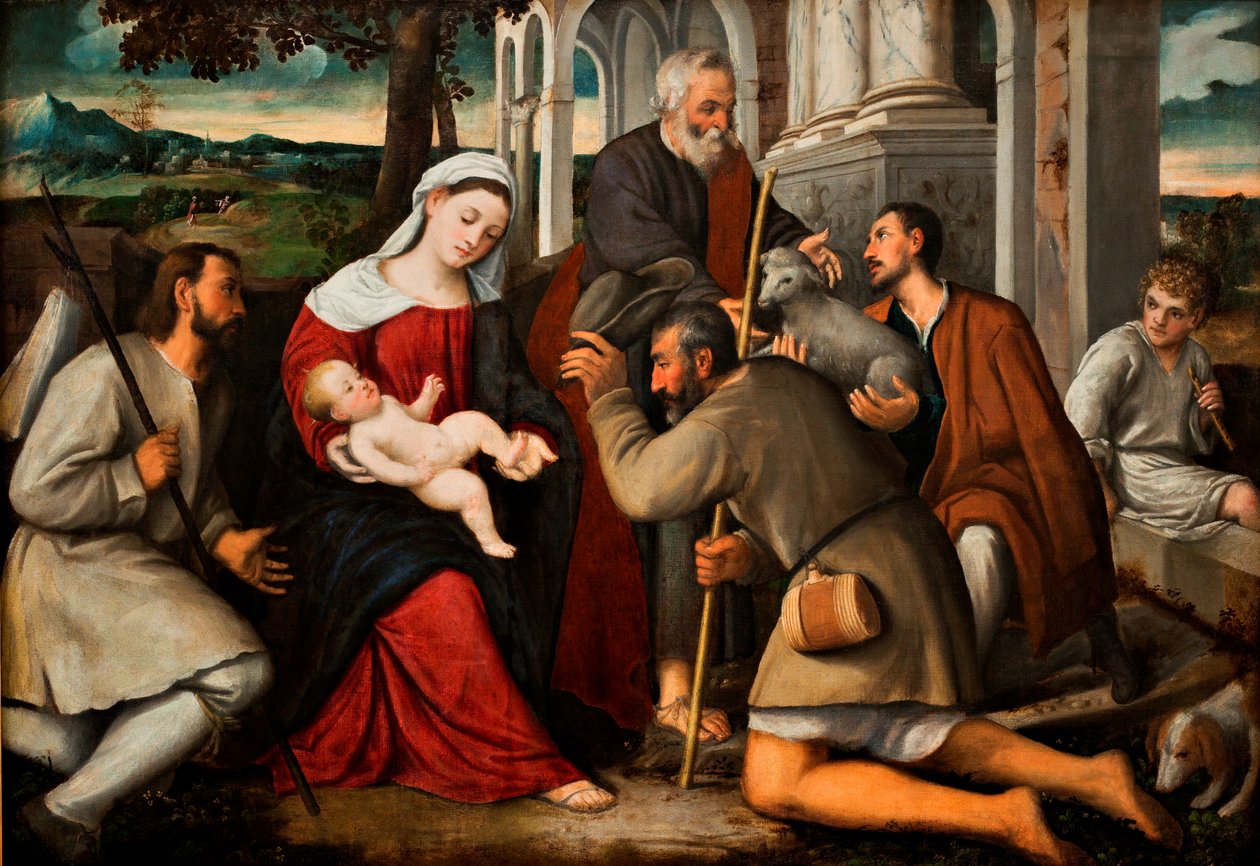 Herdarnas tillbedjan (olja på duk) av Bonifazio Veronese