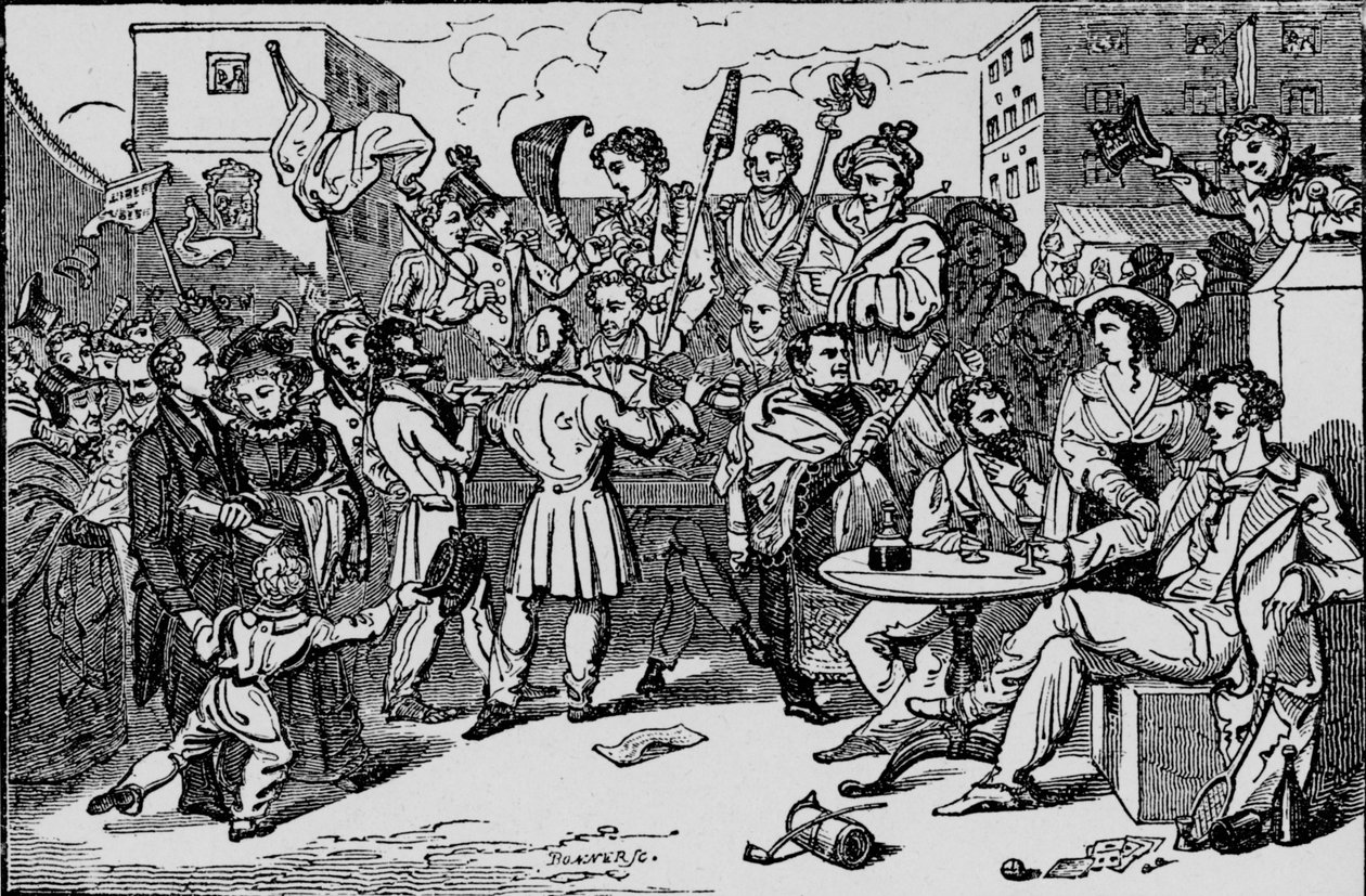 Ett skenval i Kings Bench Prison, c1828, 1912 av Bonner
