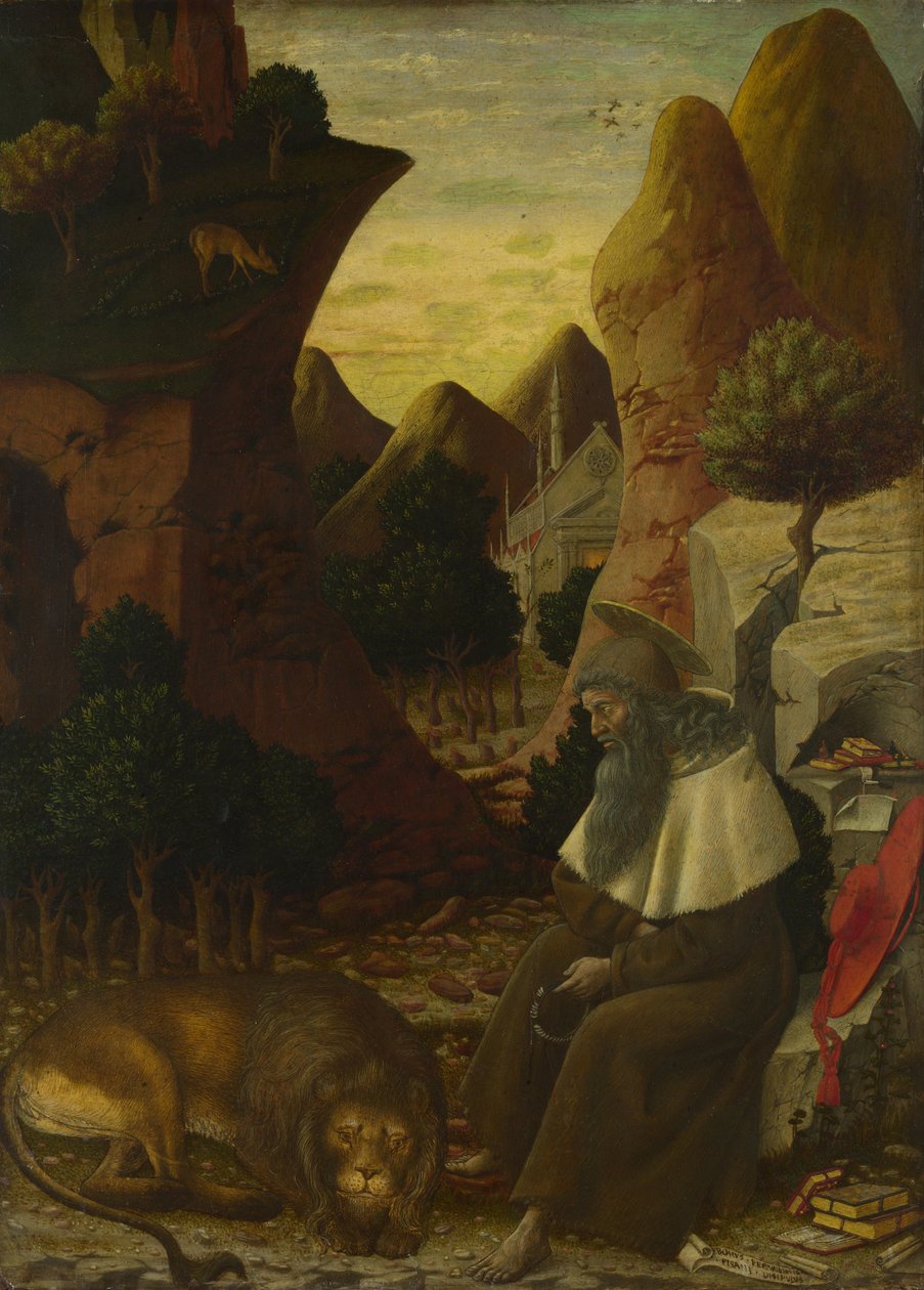 Saint Hieronymus i ett landskap, ca. 1440 av Bono da Ferrara