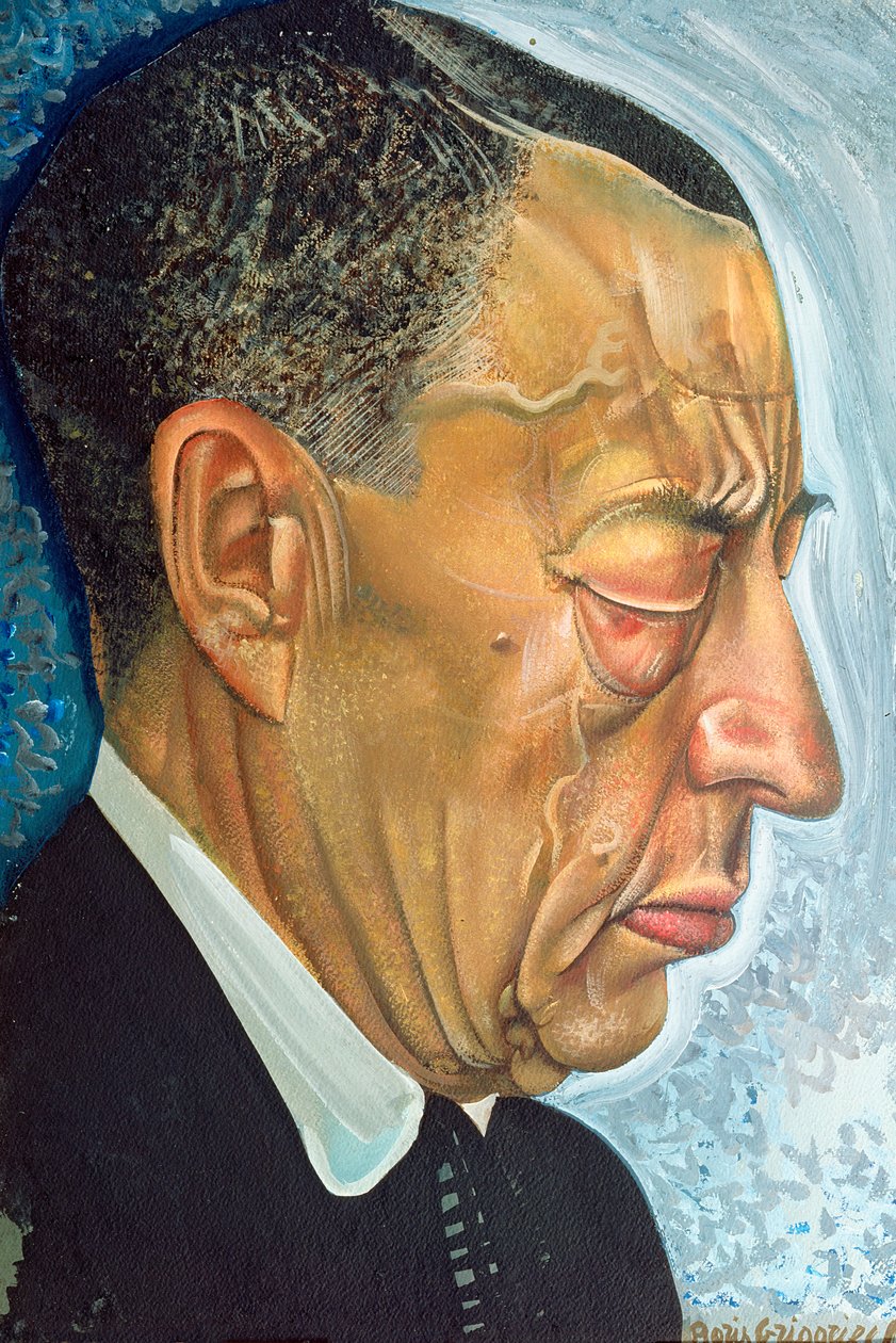 Porträtt av Sergey Rakhmaninov (1873-1943) 1930 (tempera på kartong) av Boris Dmitrievich Grigoriev