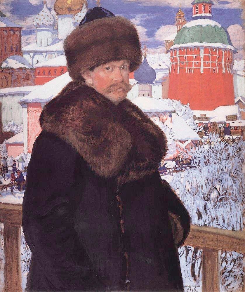 Self-portrait  av Boris Mikhailovich Kustodiev