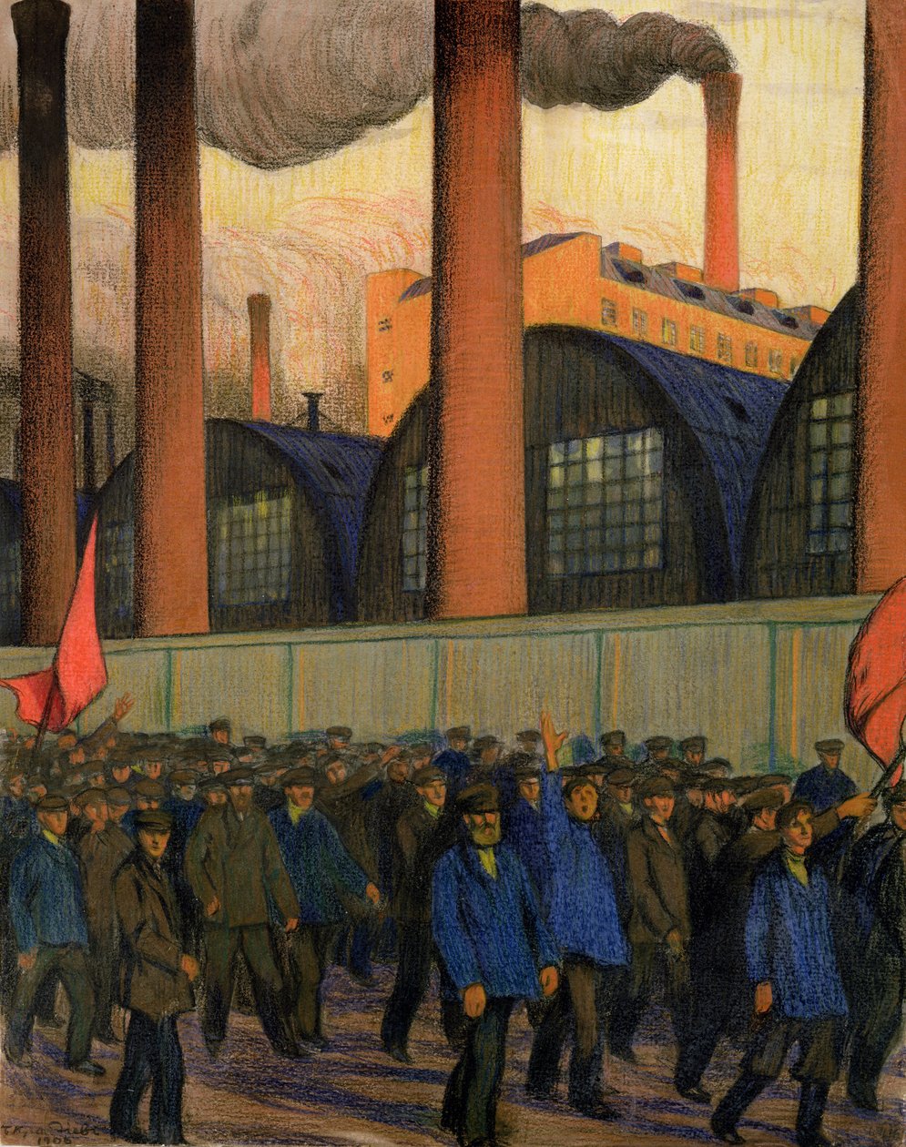 Strejk av Boris Mikhailovich Kustodiev