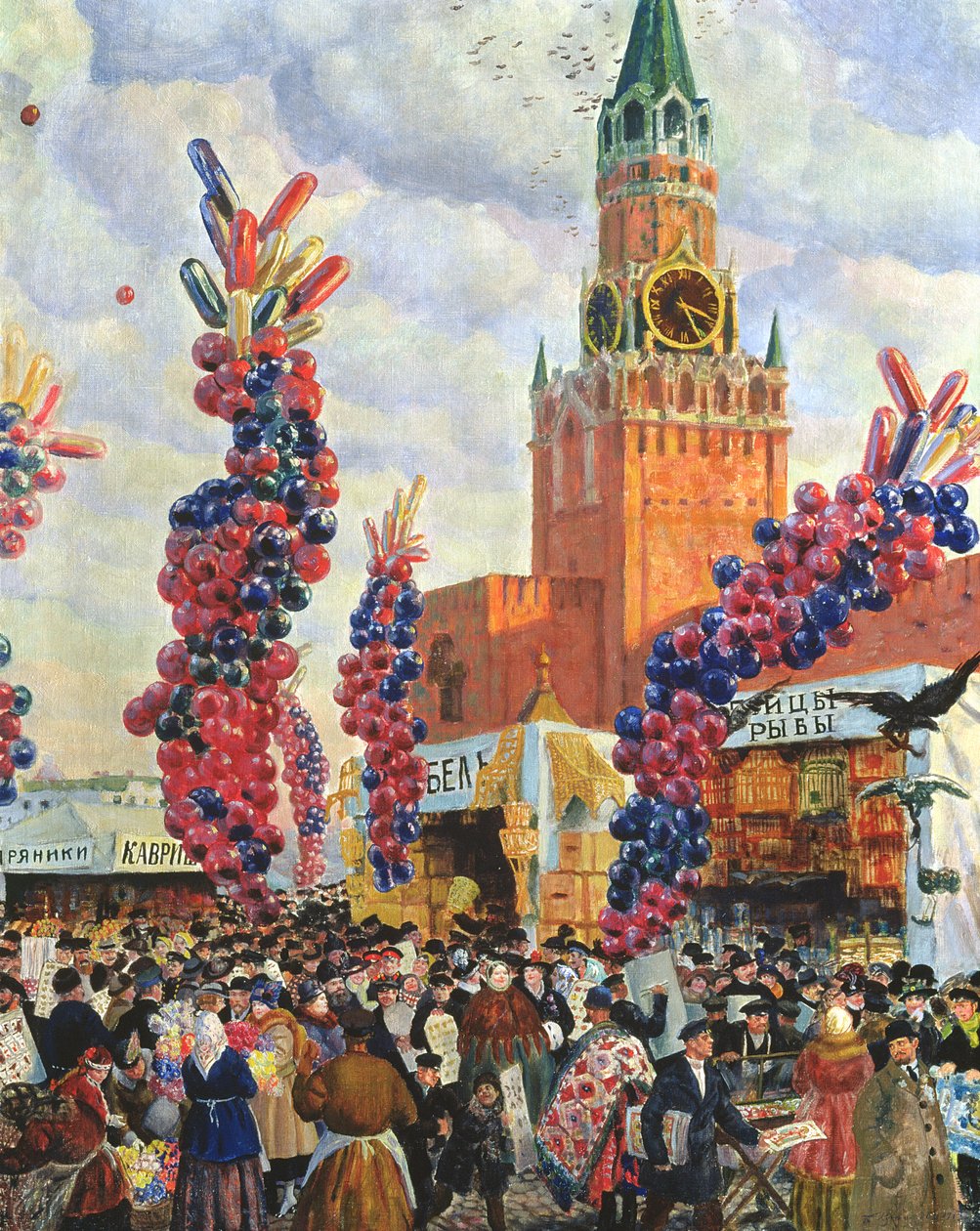 Påskmarknad i Kreml i Moskva, 1917 av Boris Mikhailovich Kustodiev