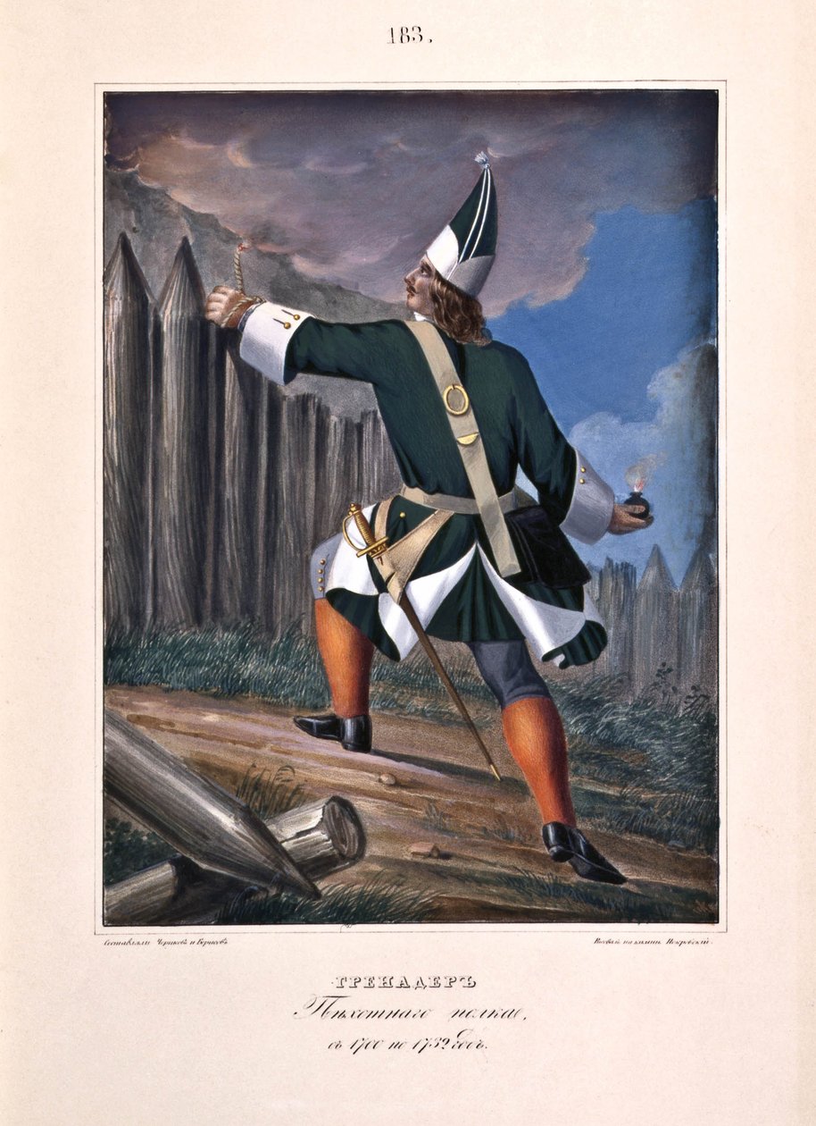 Grenadier vid infanteriregementet 1700-1732, 1841 av Boris Artemyevich Chorikov
