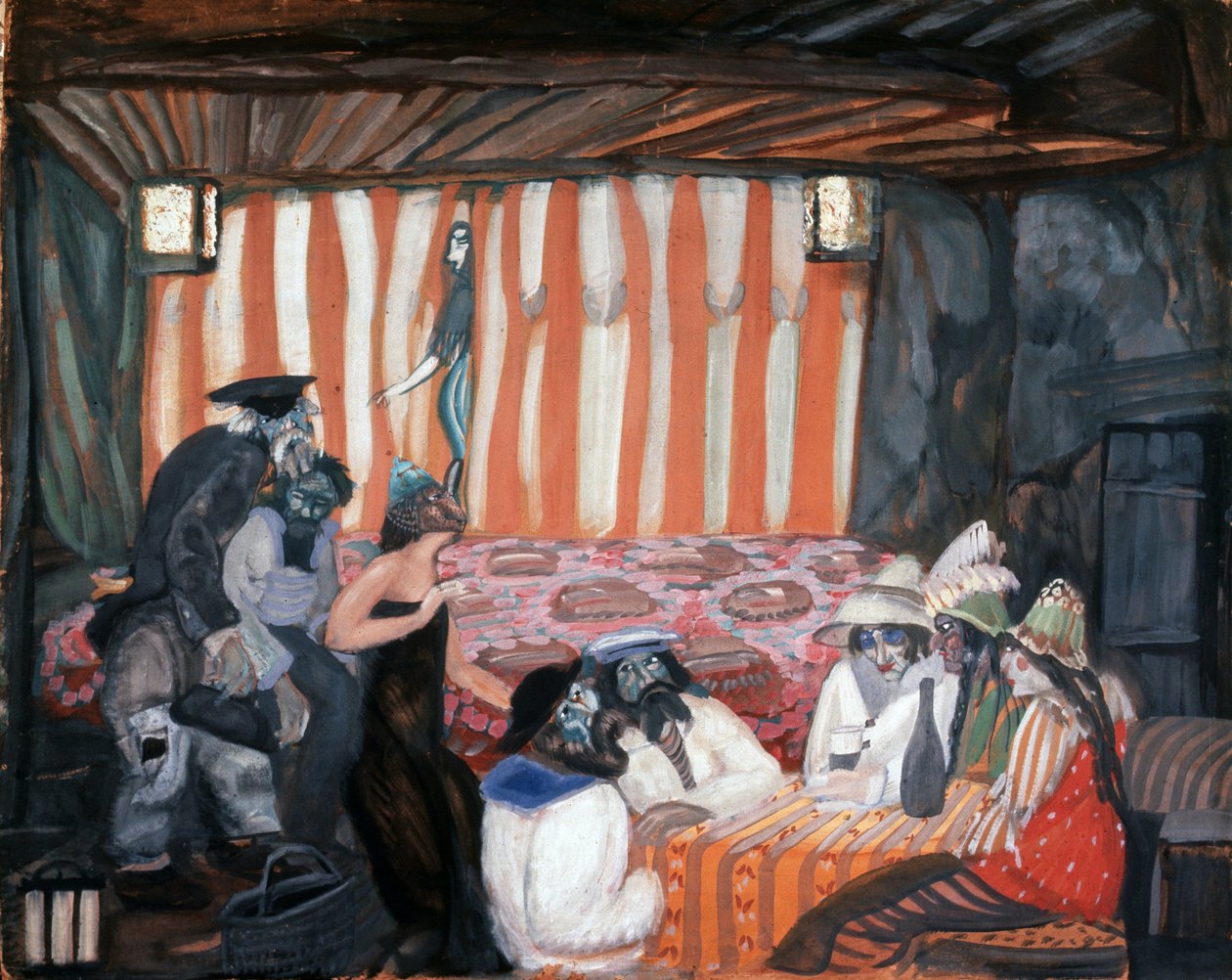 ""Cabaret"" Målning av Boris Grigoriev (1886-1939) 1918 Privat samling av Boris Dmitrievich Grigoriev