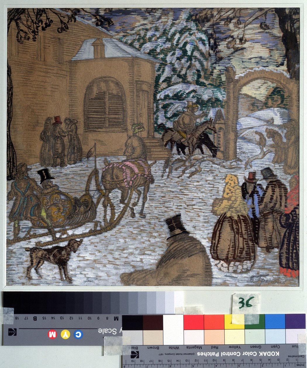 Illustration till romanen Dubrovsky av Alexander Pushkin (1799-1837) (Illustration till romanen Dubrovsky av A. Pushkin). Verk av Boris Dmitryevich Grigoriev (1886-1939), akvarell, gouache, bläck och penna på papper av Boris Dmitrievich Grigoriev