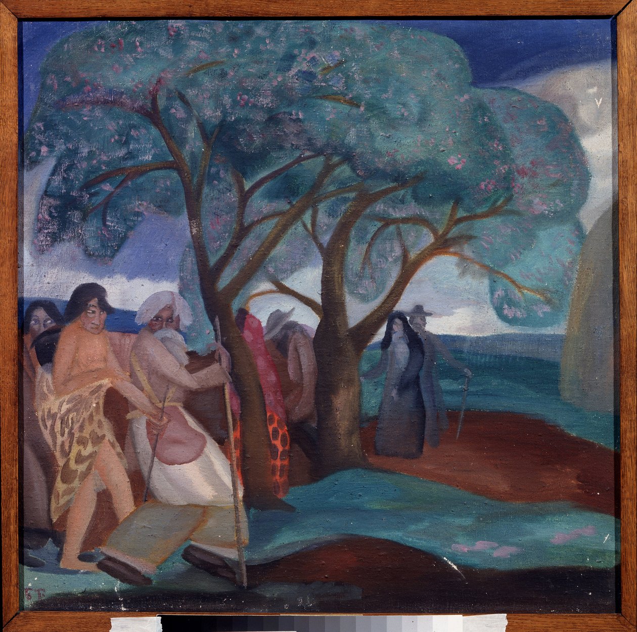 Tillbedjan av Magi. Verk av Boris Dmitryevich Grigoriev (1886-1939), tempera på kartong av Boris Dmitrievich Grigoriev