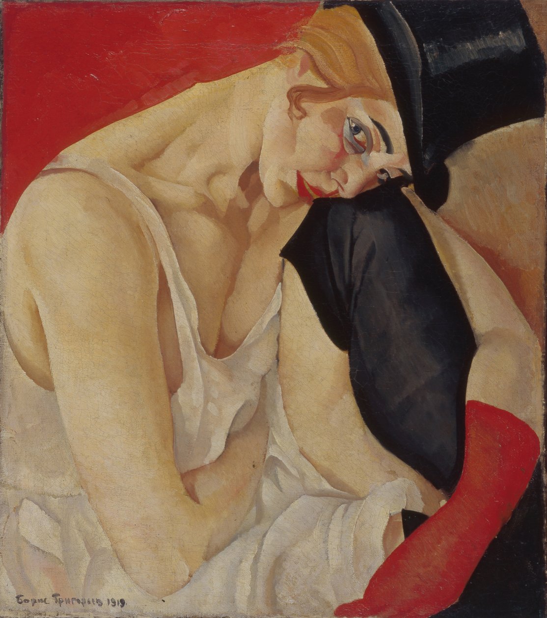 Dam med hög hatt, 1919 av Boris Dmitrievich Grigoriev