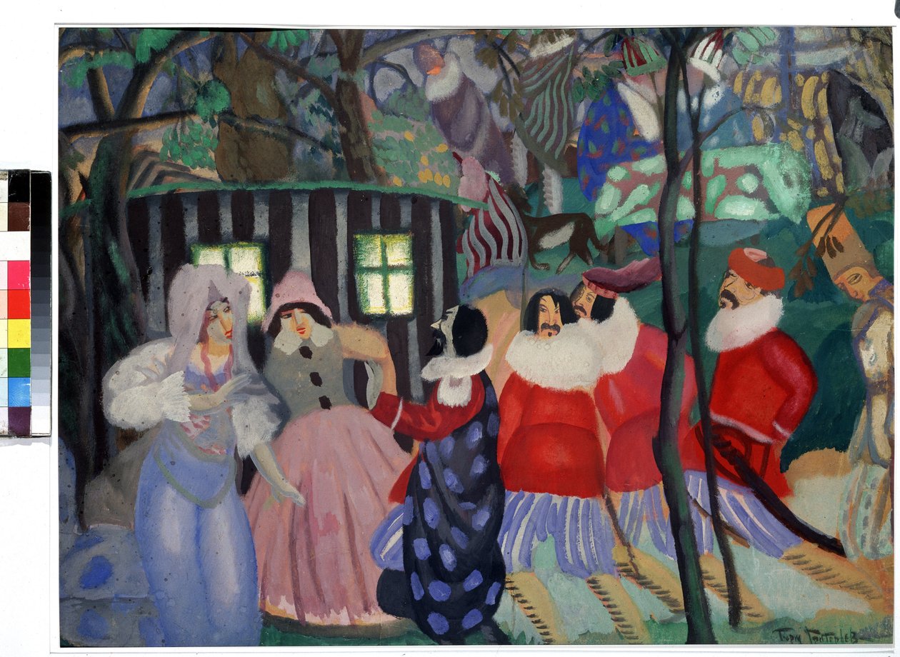 The Conquerors (The Conquerors). Verk av Boris Dmitrievich Grigoriev (1886-1939), gouache på kartong av Boris Dmitrievich Grigoriev