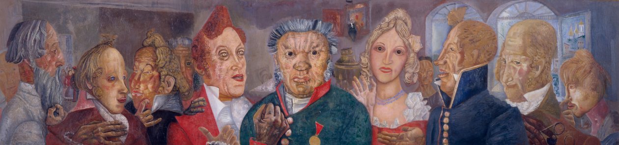 Personer i komedin The Government Inspector av N. Gogol, 1933-1934 av Boris Dmitrievich Grigoriev