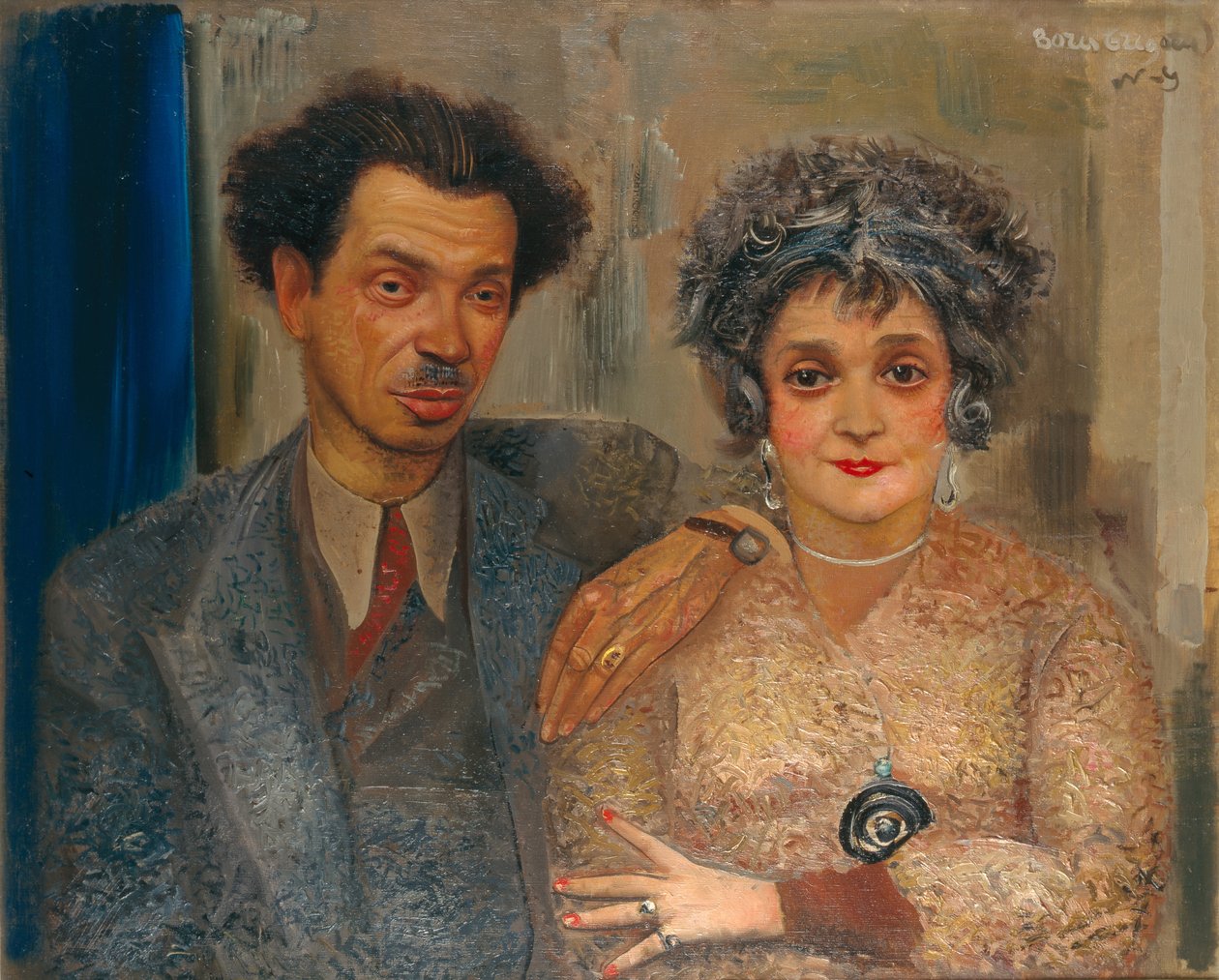 Porträtt av konstnären Nikiolai Remizov 1887-1975 med sin fru, mellan 1926 och 1933 av Boris Dmitrievich Grigoriev